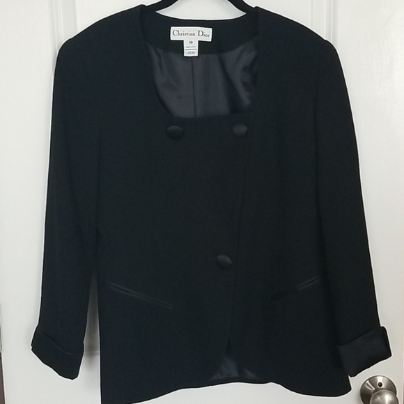 Vintage Christian Dior Wool Tuxedo Blazer - Picture 2 of 7